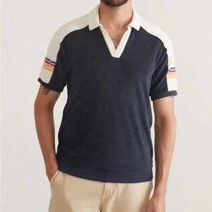 Marine Layer Terry Out varsity polo 70’s style shirt S